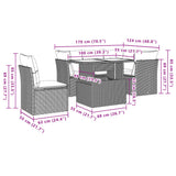 6 Piece Garden Sofa Set with Cushions Black Poly Rattan