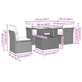 6 Piece Garden Sofa Set with Cushions Black Poly Rattan