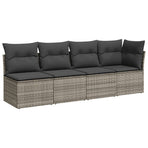7 Piece Garden Sofa Set with Cushions Grey Poly Rattan