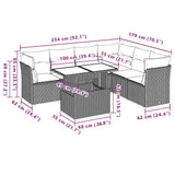 7 Piece Garden Sofa Set with Cushions Black Poly Rattan