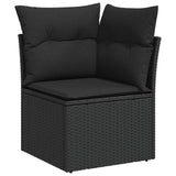 8 Piece Garden Sofa Set with Cushions Black Poly Rattan - Side View