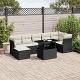 8 Piece Garden Sofa Set with Cushions Black Poly Rattan