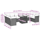 11 Piece Garden Sofa Set with Cushions Grey Poly Rattan - Extra Image