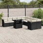 11 Piece Garden Sofa Set with Cushions Black Poly Rattan
