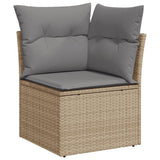 11 Piece Garden Sofa Set with Cushions Beige Poly Rattan - Close-Up Angle