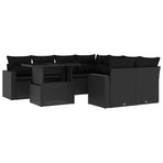 9 Piece Garden Sofa Set with Cushions Black Poly Rattan