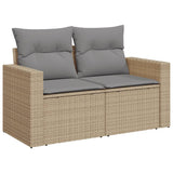 9 Piece Garden Sofa Set with Cushions Beige Poly Rattan - Rear View