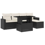 6 Piece Garden Sofa Set with Cushions Black Poly Rattan