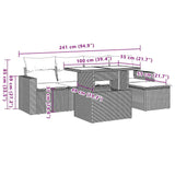 6 Piece Garden Sofa Set with Cushions Black Poly Rattan - Extra Image