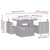 5 Piece Garden Sofa Set with Cushions Black Poly Rattan - Extra Image