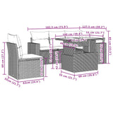 6 Piece Garden Sofa Set with Cushions Black Poly Rattan - Extra Image