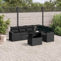 7 Piece Garden Sofa Set with Cushions Black Poly Rattan