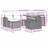 7 Piece Garden Sofa Set with Cushions Black Poly Rattan