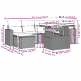 7 Piece Garden Sofa Set with Cushions Black Poly Rattan