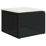 9 Piece Garden Sofa Set with Cushions Black Poly Rattan - Close-Up Angle