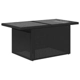 11 Piece Garden Sofa Set with Cushions Black Poly Rattan - Rear View