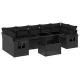 8 Piece Garden Sofa Set with Cushions Black Poly Rattan - Front View
