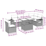 7 Piece Garden Sofa Set with Cushions Black Poly Rattan - Extra Image