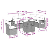 7 Piece Garden Sofa Set with Cushions Black Poly Rattan - Extra Image