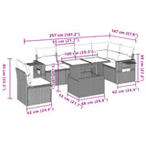 7 Piece Garden Sofa Set with Cushions Beige Poly Rattan