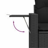 9 Piece Garden Sofa Set with Cushions Black Poly Rattan - Extra Image