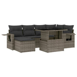 7 Piece Garden Sofa Set with Cushions Grey Poly Rattan