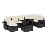 8 Piece Garden Sofa Set with Cushions Black Poly Rattan - Front View