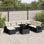 8 Piece Garden Sofa Set with Cushions Black Poly Rattan