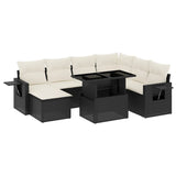 9 Piece Garden Sofa Set with Cushions Black Poly Rattan - Front View