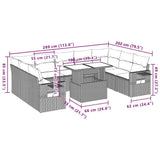 10 Piece Garden Sofa Set with Cushions Black Poly Rattan - Extra Image