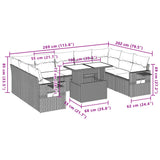 10 Piece Garden Sofa Set with Cushions Beige Poly Rattan