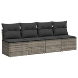 10 Piece Garden Sofa Set with Cushions Grey Poly Rattan - Close-Up Angle