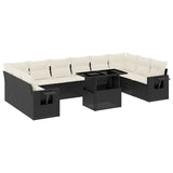 11 Piece Garden Sofa Set with Cushions Black Poly Rattan - Front View