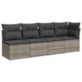 11 Piece Garden Sofa Set with Cushions Grey Poly Rattan - Side View