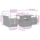7 Piece Garden Sofa Set with Cushions Black Poly Rattan