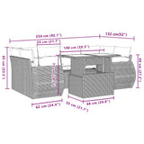 7 Piece Garden Sofa Set with Cushions Grey Poly Rattan