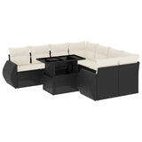 9 Piece Garden Sofa Set with Cushions Black Poly Rattan