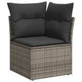 5 Piece Garden Sofa Set with Cushions Grey Poly Rattan - Side View
