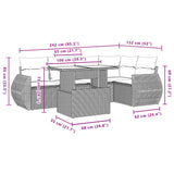 6 Piece Garden Sofa Set with Cushions Black Poly Rattan