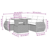 6 Piece Garden Sofa Set with Cushions Black Poly Rattan - Extra Image