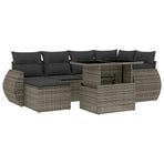 7 Piece Garden Sofa Set with Cushions Grey Poly Rattan