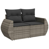 7 Piece Garden Sofa Set with Cushions Grey Poly Rattan - Top-Down View