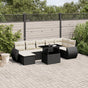 8 Piece Garden Sofa Set with Cushions Black Poly Rattan