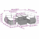 8 Piece Garden Sofa Set with Cushions Black Poly Rattan
