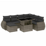 8 Piece Garden Sofa Set with Cushions Grey Poly Rattan