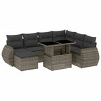 8 Piece Garden Sofa Set with Cushions Grey Poly Rattan