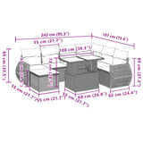 8 Piece Garden Sofa Set with Cushions Grey Poly Rattan