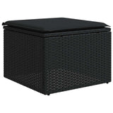 9 Piece Garden Sofa Set with Cushions Black Poly Rattan - Rear View