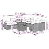 10 Piece Garden Sofa Set with Cushions Black Poly Rattan - Extra Image