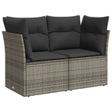 10 Piece Garden Sofa Set with Cushions Grey Poly Rattan - 45-Degree Angle